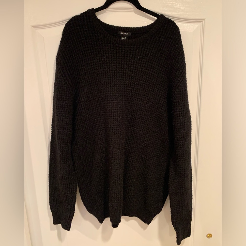 XL 21 Men Black Fuzzy Sweater